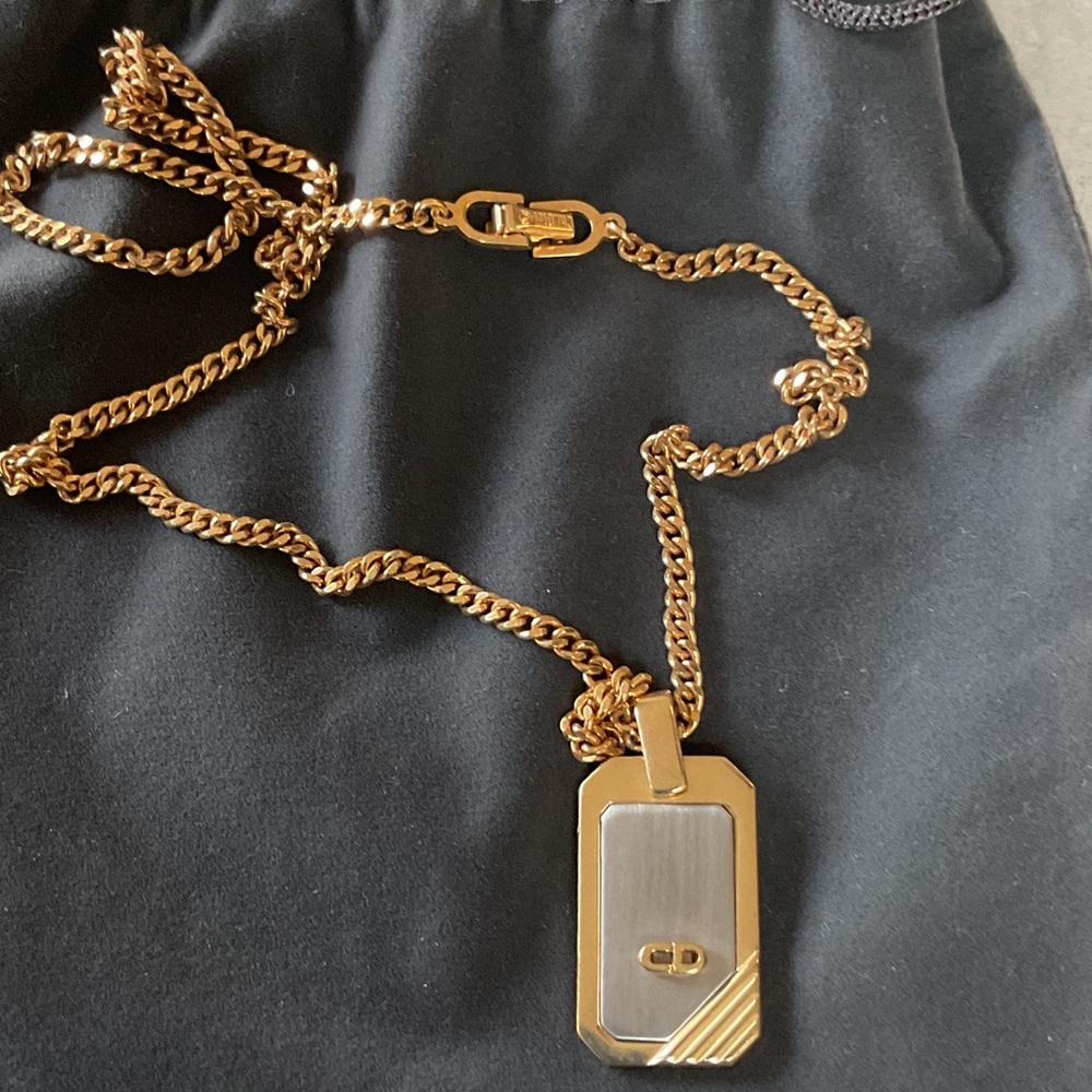 Dior Gold and Silver Pendant Necklace